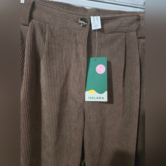 Halara Women’s Brown Corduroy Straight Trouser Pants Size XL Petite - Picture 3 of 7